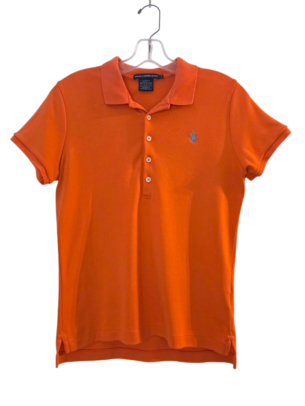 Ralph Lauren Sport Orange Slim Fit Polo Shirt Women’s Large Blue Pony